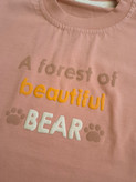 ست تیشرت و شلوارک دخترانه گلبهی رنگ پنبه ای طرح خرس beautiful bear با پس زمینه سفید