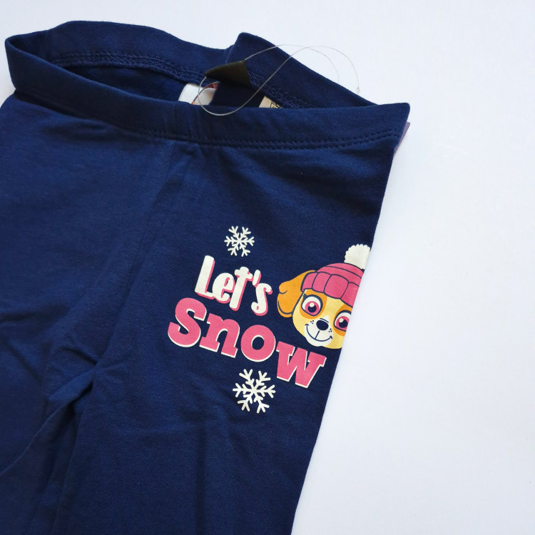 لگینگ و شلوار تو کرکی بچگانه دخترانه سرمهای رنگ طرح فانتزی سگهای نگهبان Let's Snow مناسب فصل زمستان و سن ۴ تا ۶ سال