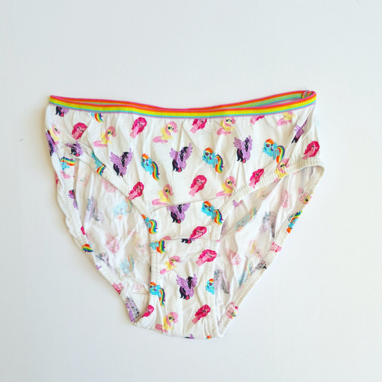 شورت نخی بچگانه دخترانه مارک H&M طرح پونی و فانتزی رنگی مناسب سن ۶ تا ۸ سال با برچسب اصالت کالا