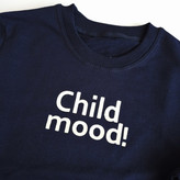 ست بلوز دورس و شلوار بچگانه اسپرت دخترانه و پسرانه طرح چاپی Child mood رنگ سرمهای و فیروزهای مناسب فصل پاییز و زمستان