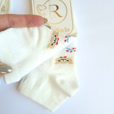 جوراب مچی بچگانه نخی سفید با طرح خرسی فانتزی برند روما Socks مناسب کودک سایز ۳ و ۵