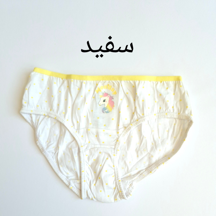 شورت بچگانه دخترانه نخی اسلیپ سفید و صورتی و طوسی طرح اسب تک شاخ یونیکورن و پونی و قلب سایز ۶ تا ۱۰ سال